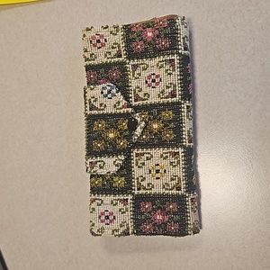 Vintage Floral Tapestry Carpet Granny Square Trifold Wallet by Creative House